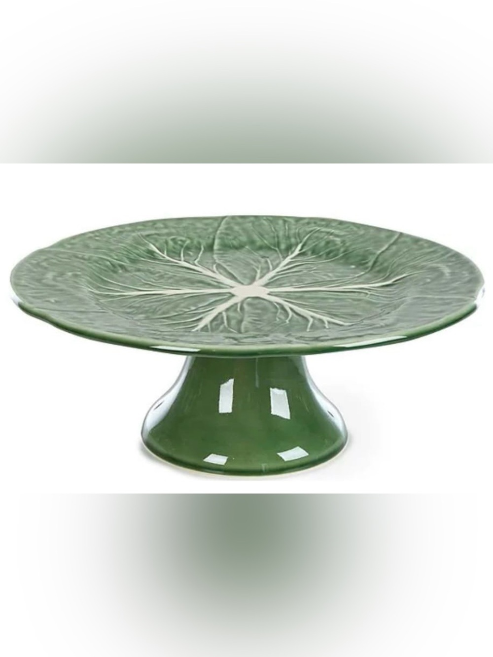 Bordallo Pinhero Cabbage Leaf Ceramic Pedestal Cake Stand